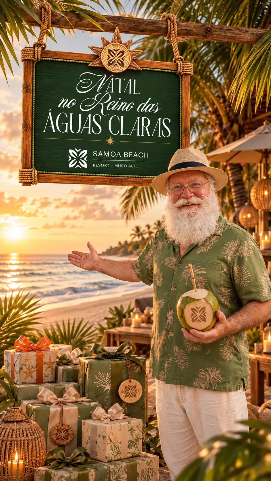 Natal no Reino das Águas Claras no Samoa Beach Resort, em Muro Alto