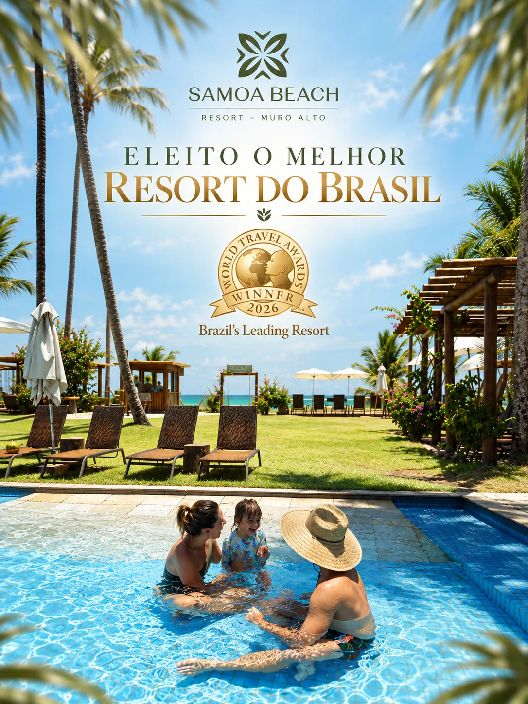 Férias no Melhor Resort do Brasil no Samoa Beach Resort, em Muro Alto
